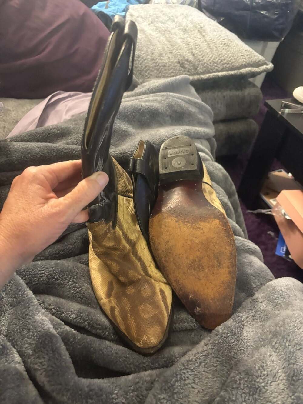 Vaquero Cowboy Boots Size 10 Snake Skin Print Western Leather
